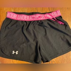 Under Armour workout shorts small black pink